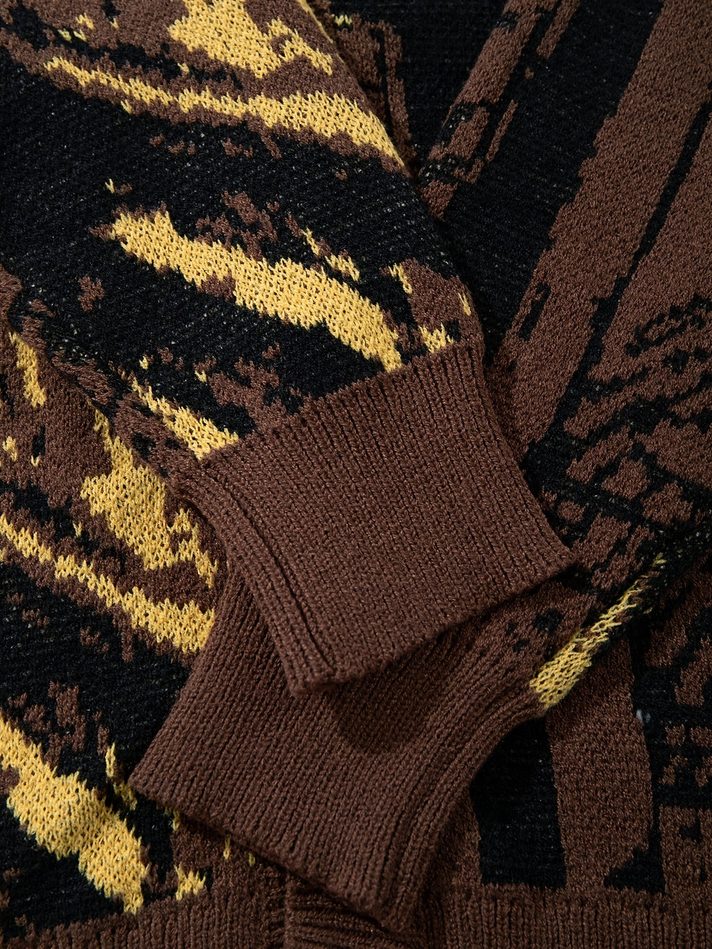 Cardigan homme décontracté en maille ample, motif Mona Lisa style vintage | Col V, manches longues, automne/hiver, ANDREILEE