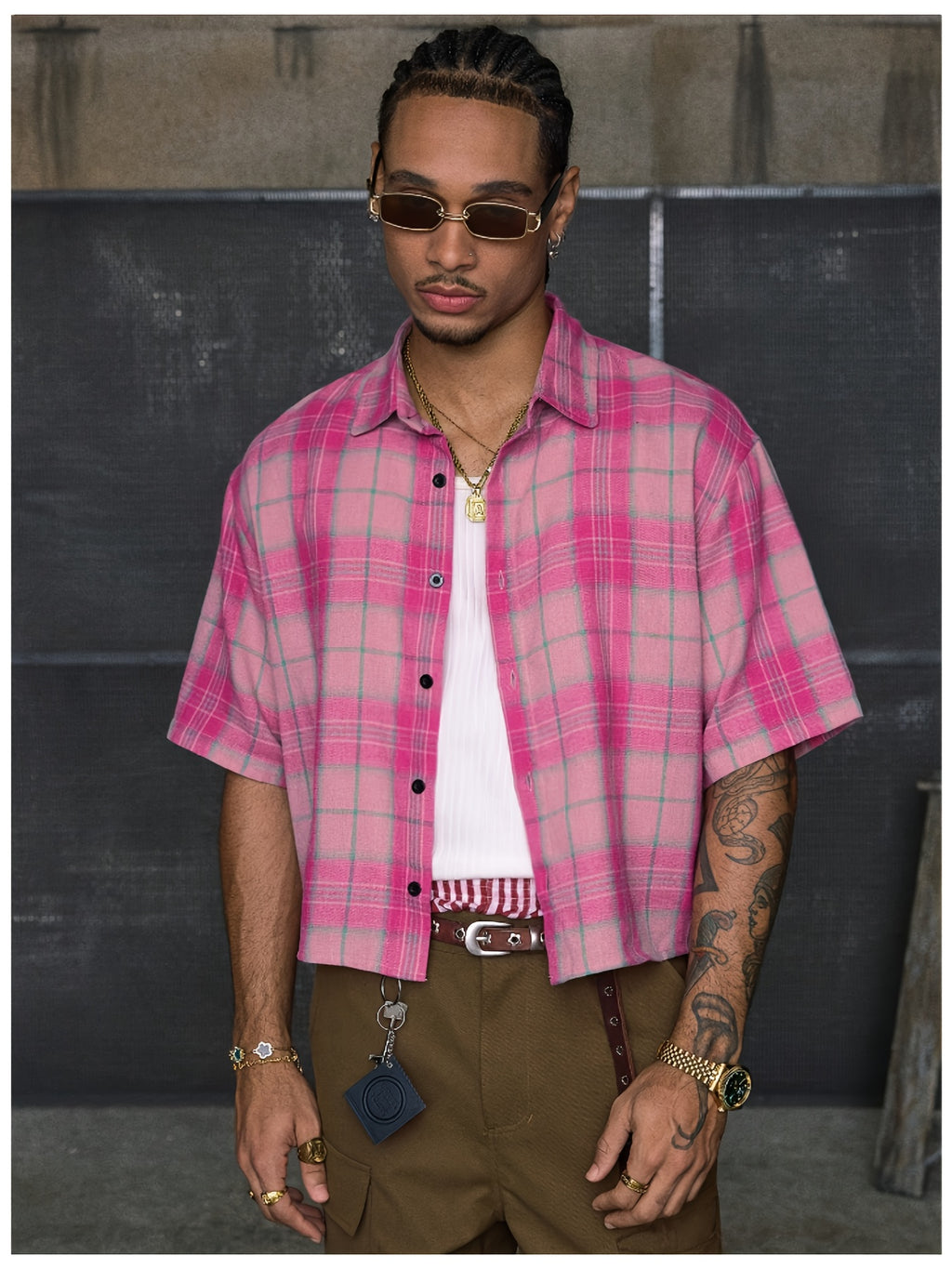 Chemise décontractée à manches courtes et imprimé patchwork, coupe ample, col à revers, plusieurs tailles pour homme