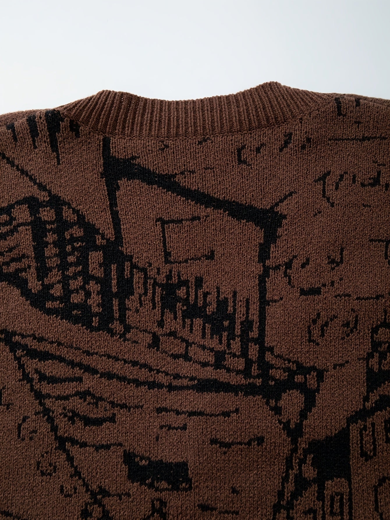 Cardigan homme décontracté en maille ample, motif Mona Lisa style vintage | Col V, manches longues, automne/hiver, ANDREILEE