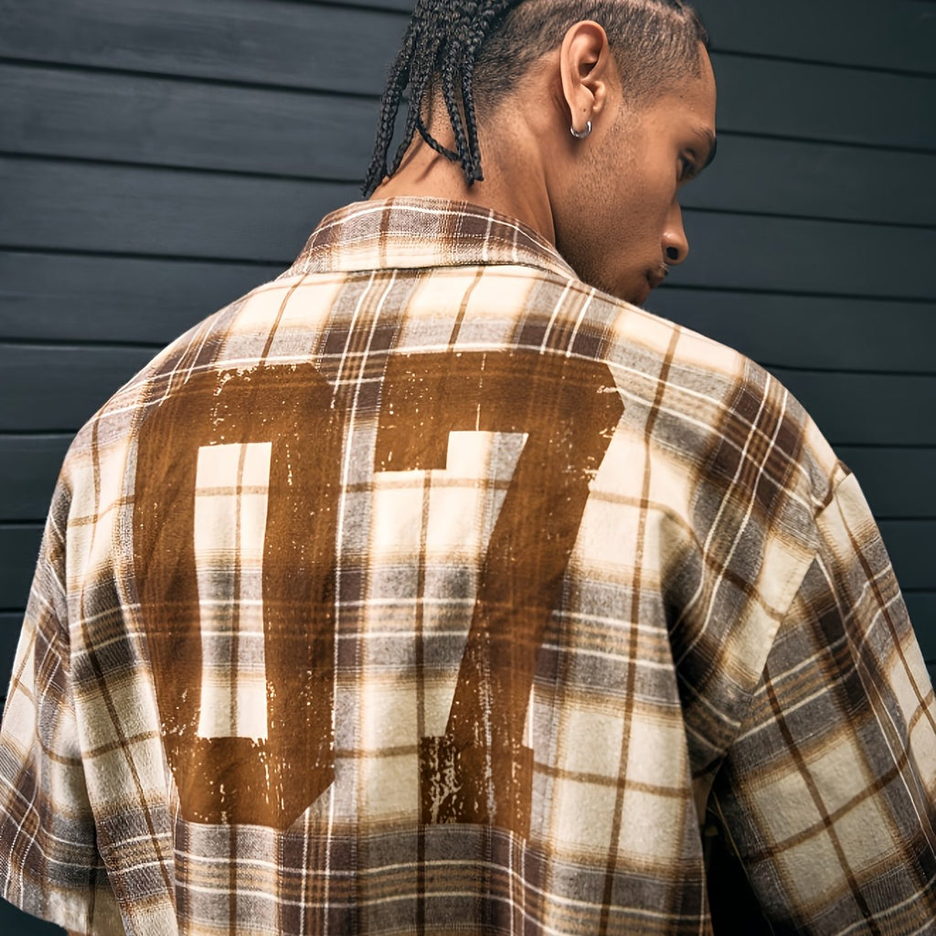 Chemise décontractée à manches courtes et imprimé patchwork, coupe ample, col à revers, plusieurs tailles pour homme