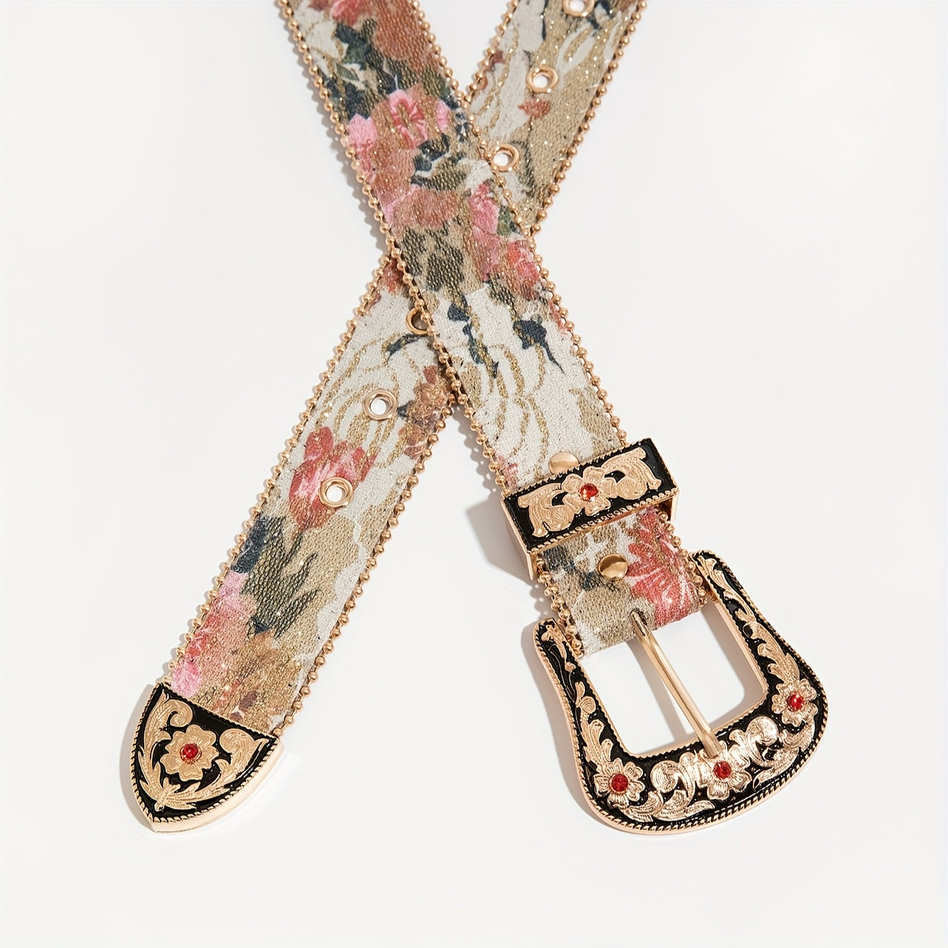 Ensemble 3 pièces style western sculpté avec chemise boutonnée à motif floral et broderie en maille, en denim pour femme, idéal pour les sorties quotidiennes et les robes de soirée, à porter avec une ceinture pour homme