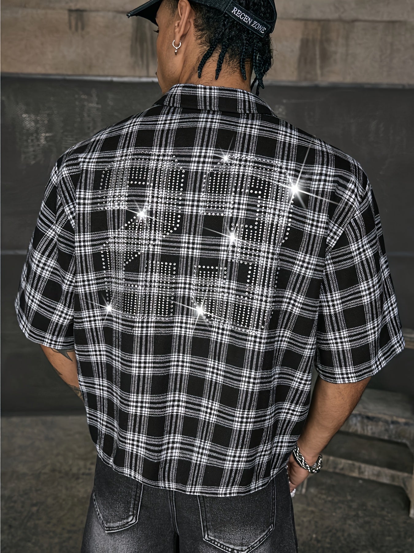 Men's Multi-Size Loose Fit Lapel Short Sleeve Printed Patchwork Casual Shirt