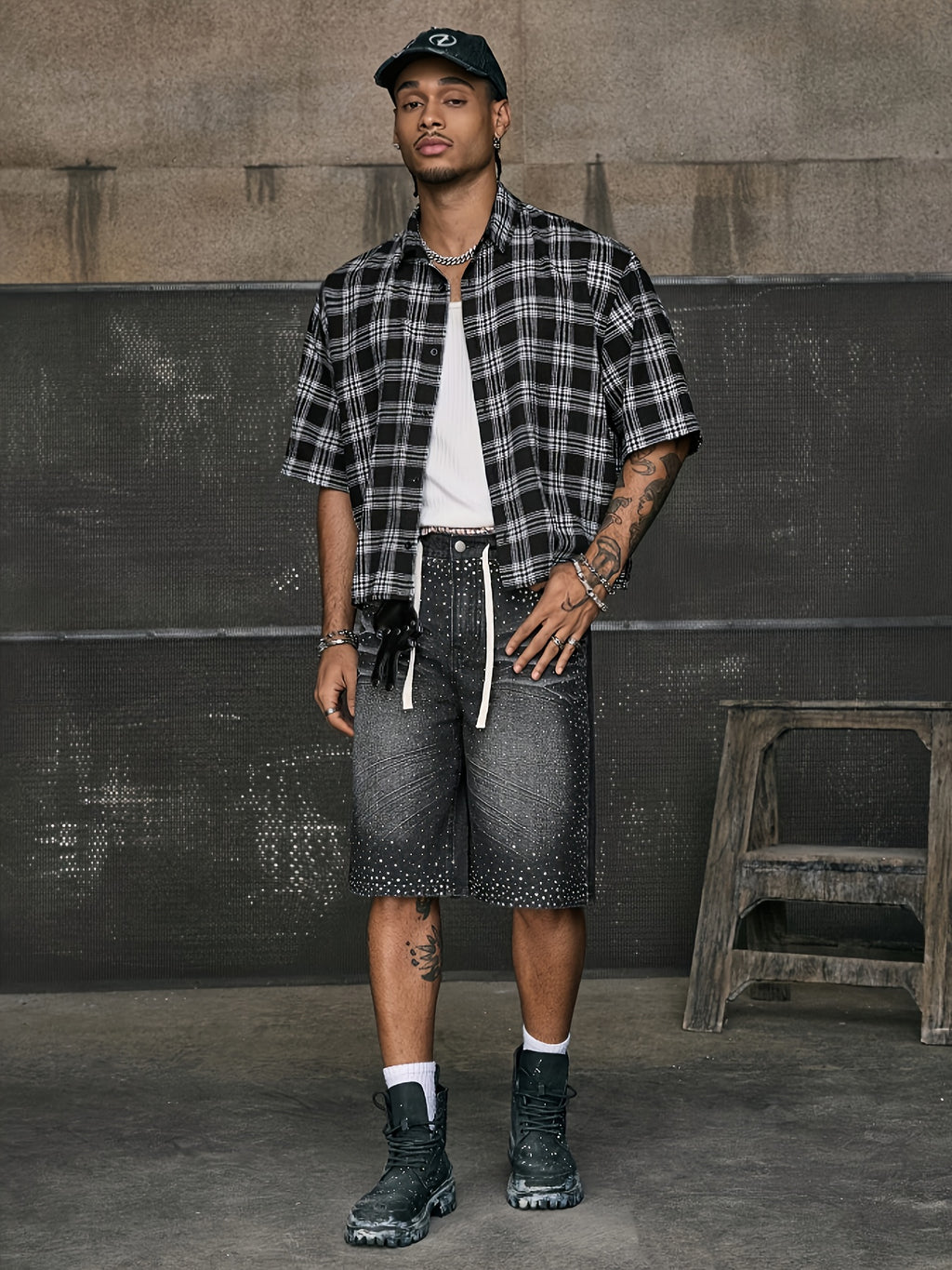 Chemise décontractée à manches courtes et imprimé patchwork, coupe ample, col à revers, plusieurs tailles pour homme