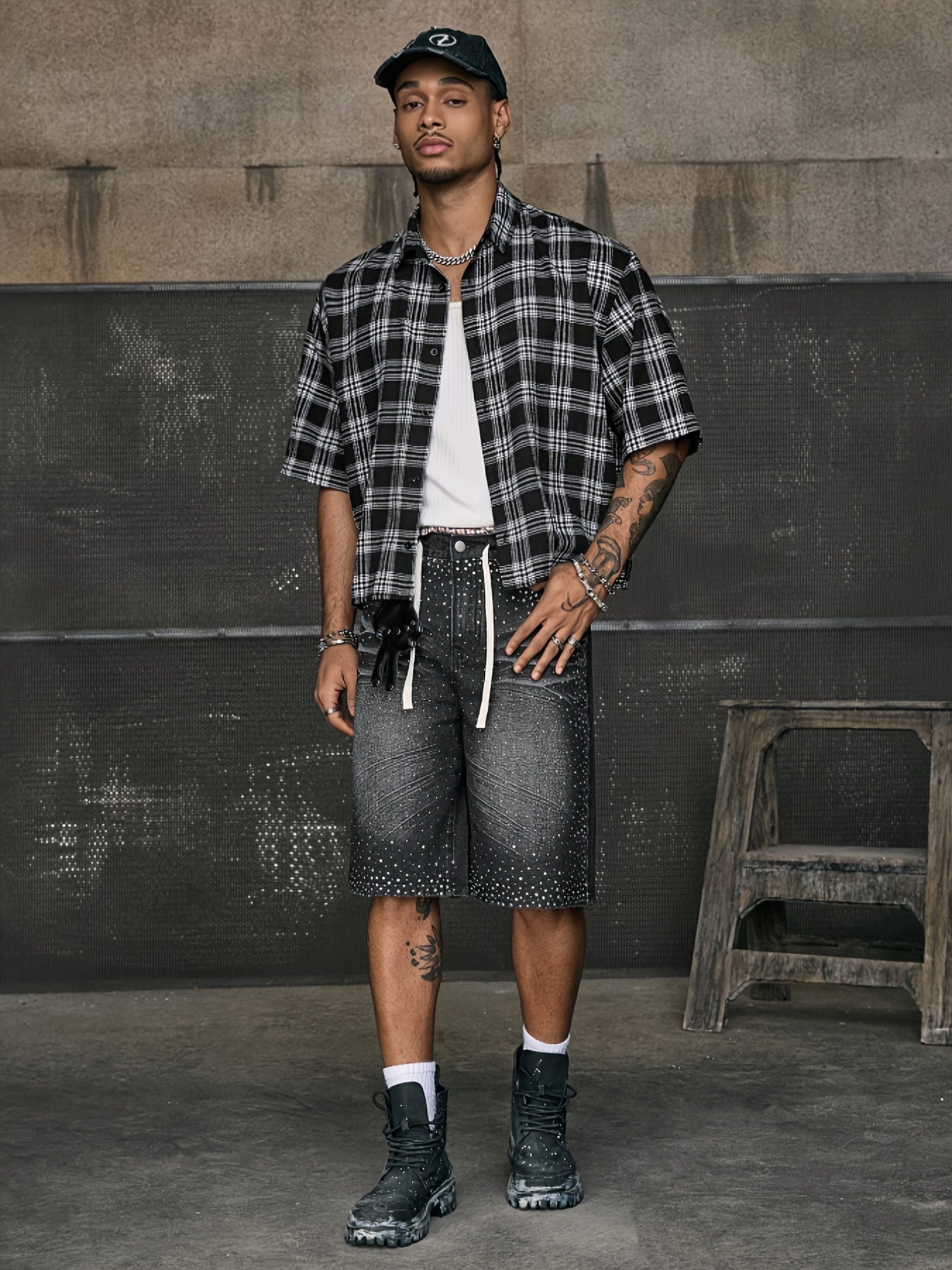 Chemise décontractée à manches courtes et imprimé patchwork, coupe ample, col à revers, plusieurs tailles pour homme
