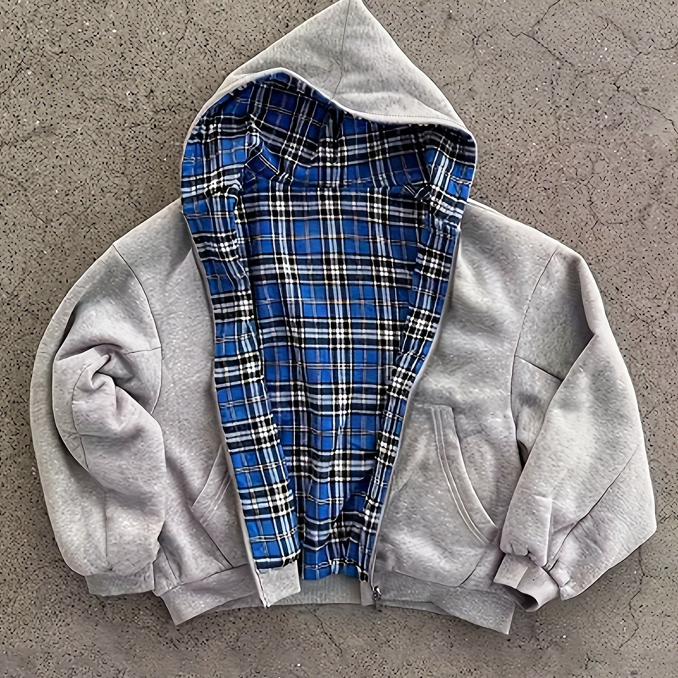 Sweat à capuche à carreaux vintage Y2K, soigneusement sélectionné pour attirer la richesse