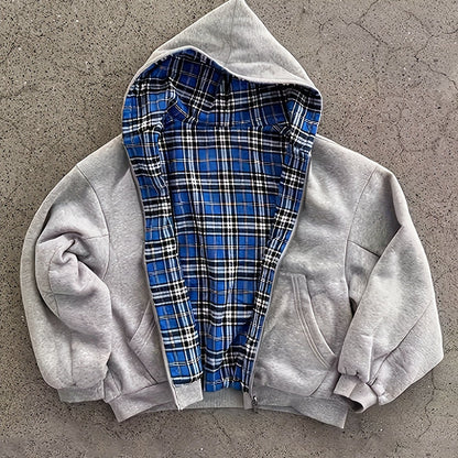 Y2K Vintage Plaid Hoodie, Carefully Selected for Wealth Attraction